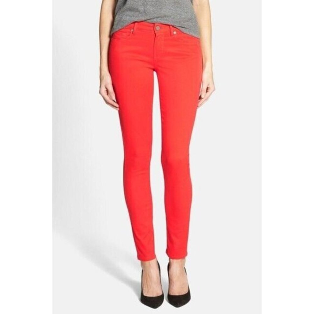Paige Verdugo Ultra Skinny Jeans Red Flirtatious Ankle Stretch Soft Sz 28